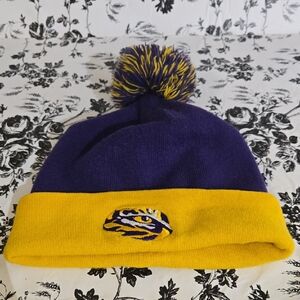 Top of the World Purple and Yellow Knit Pom-Pom Hat B178